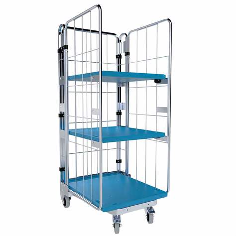 Steckbarer Rollcontainer „nestainer“, dreiseitig, 2 Fachböden, BxTxH: 725x820x1780 mm