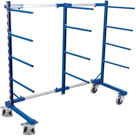 Cărucior tip raft în consolă cantilever VARIOfit, simplu, 12 console, lățime 840-2200 mm - Cordes