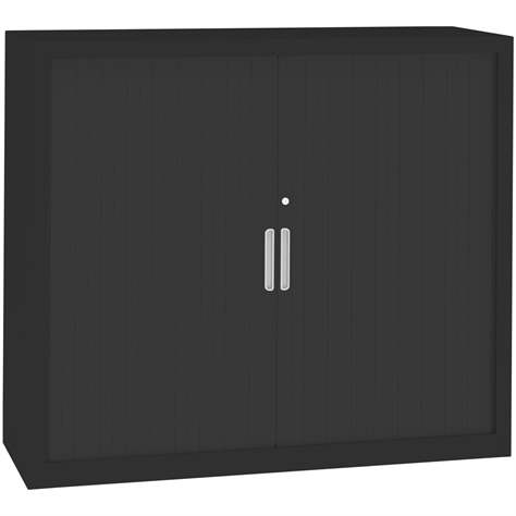 Kovová skříň s žaluziovými dveřmi, v x š x h: 1040 x 1200 x 435 mm, barva korpusu černá RAL9005, žaluzie černé - Malow - obrázek3