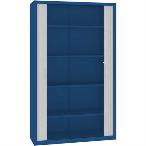 Rollladenschrank, HxBxT: 1990x1200x435 mm, Gehäusefarbe Blau RAL5010, Rollladen Grau - Malow