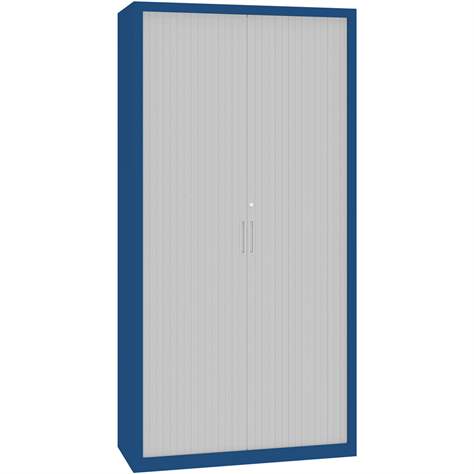 Kovová skříň s žaluziovými dveřmi, v x š x h: 1990 x 1000 x 435 mm, barva korpusu modrá RAL5010, žaluzie šedé - Malow - obrázek3