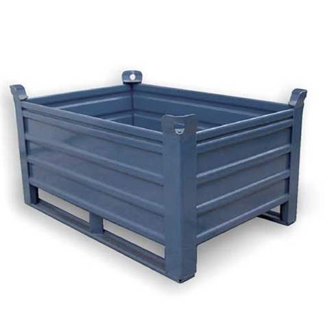 Ohradová paleta kovová, profesionální, 1200x800 mm, 1500 kg, 1 sklopná bočnice, na ližinách, šedá RAL7005 - obrázek2