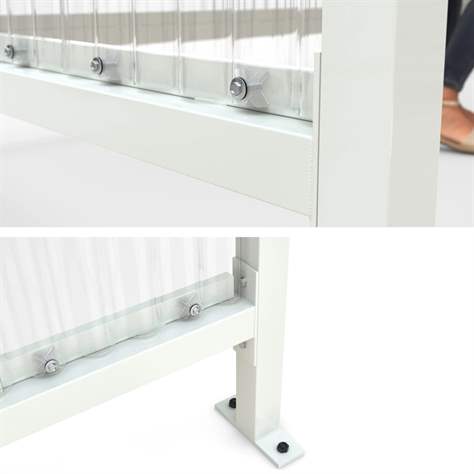 Raucherunterstand, Rück- und eine Seitenwand aus gewelltem PVC, Dach aus Trapezblech, H x B x T: 2360x2960x1580 mm - WSM - Walter Solbach Metallbau GmbH - Bild3