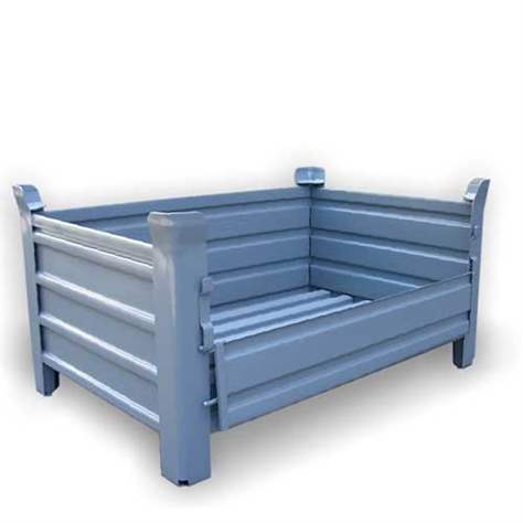 Ohradová paleta kovová, profesionální, 1200x800 mm, 1500 kg, 1 sklopná bočnice, na ližinách, šedá RAL7005 - obrázek4