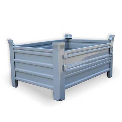 Ohradová paleta kovová, profesionální, 1200x800 mm, 1500 kg, 1 sklopná bočnice, na ližinách, šedá RAL7005 - obrázek5