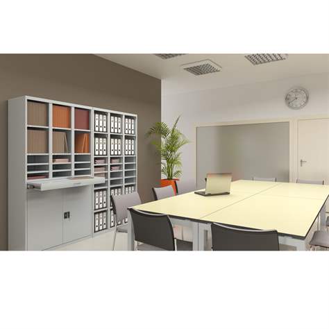 Stahlschrank mit 24 Kleinfächer, HxBxT: 1990 x 1000 x 435 mm, Lichtgrau RAL7035 - Malow - Bild2