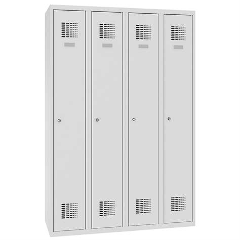 Dulap metalic pentru vestiar, sudat, WEMO, 4 x 300 mm, uși gri RAL7035, fără picioare, închidere 3 puncte, zăvor rotativ pentru lacăt - Malow - imagine4