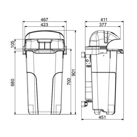Abfallbehälter aus Kunststoff für Außenbereich, Volumen 50 L, Grün - Bild9