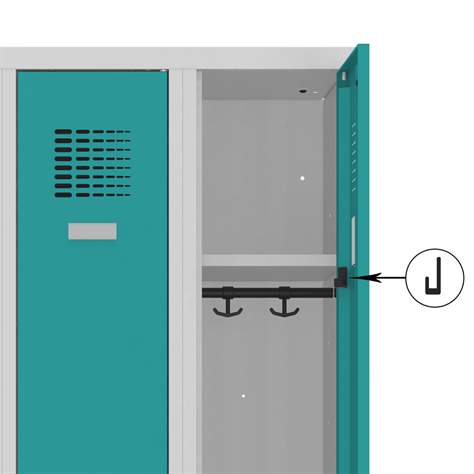Garderobenschrank WEMO, geschweißt, 2 x 300 mm, Türfarbe Blau RAL5012, ohne Füße, Dreipunkt-Zylinderschloss - Malow - Bild4