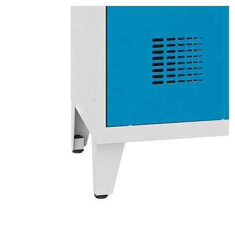 Garderobenschrank zur Aufladung von elektronischen Geräten, 3 x 300 mm, 230V SCHUKO, Fuß-Gestell, Türfarbe Blau RAL5012 - Malow - Bild4