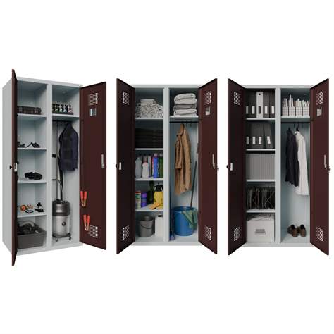 Garderobenschrank mit Doppel-Flügeltüren, Breite 600 mm, Abteil mit 4 Einlegeböden und Kleiderfach, Türfarbe Blau RAL5012, Drehriegelverschluss - Malow - Bild6