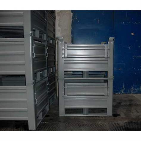 Ohradová paleta kovová, profesionální, 1200x800 mm, 1500 kg, 1 sklopná bočnice, na ližinách, modrá RAL5010 - obrázek6