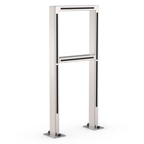 Edestahl Anlehn- und Absperrbügel 800 x 350 mm, mit Bodenplatten - WSM - Walter Solbach Metallbau GmbH