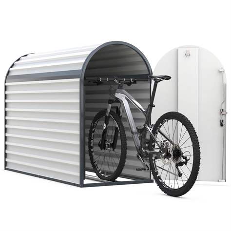 Fahrradbox mit Bogendach, verschließbar, Farbe Grau, LxBxH: 2050x820x1400 mm - WSM - Walter Solbach Metallbau GmbH