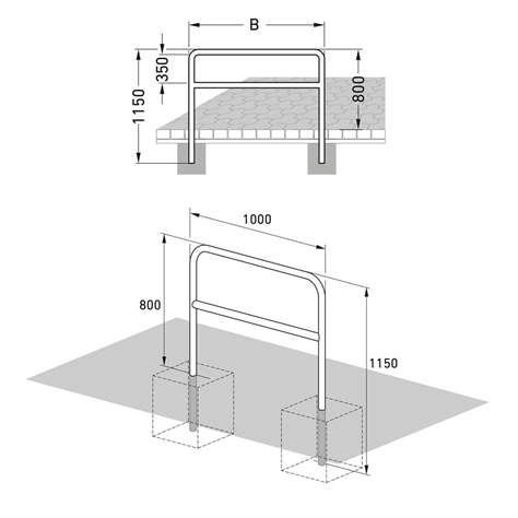 Universeller Absperrbügel mit Knierohr 800 x 1000 mm, zum Einbetonieren - WSM - Walter Solbach Metallbau GmbH - Bild5