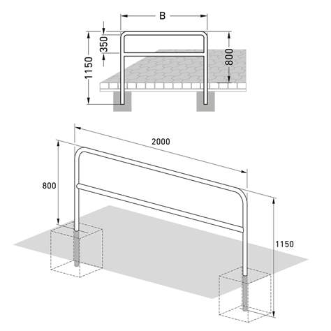 Universeller Absperrbügel mit Knierohr 800 x 2000 mm, zum Einbetonieren - WSM - Walter Solbach Metallbau GmbH - Bild5