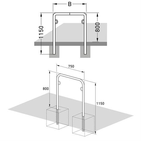 Anlehn- und Absperrbügel mit Stahlösen, 800 x 750 mm, zum Einbetonieren - WSM - Walter Solbach Metallbau GmbH - Bild4