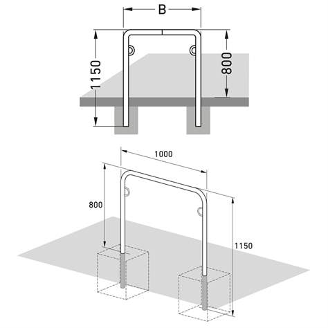 Anlehn- und Absperrbügel mit Stahlösen, 800 x 1000 mm, zum Einbetonieren - WSM - Walter Solbach Metallbau GmbH - Bild4