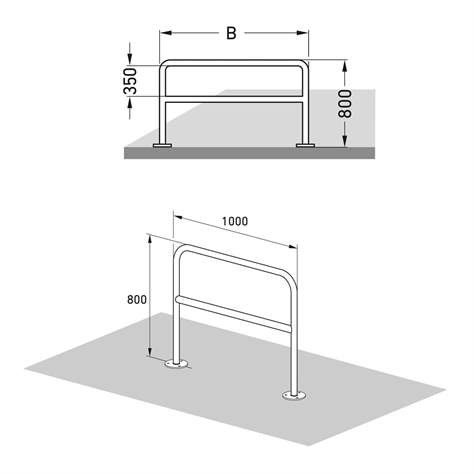 Universeller Absperrbügel mit Knierohr 800 x 1000 mm, mit Bodenplatte zum Aufdübeln - WSM - Walter Solbach Metallbau GmbH - Bild6