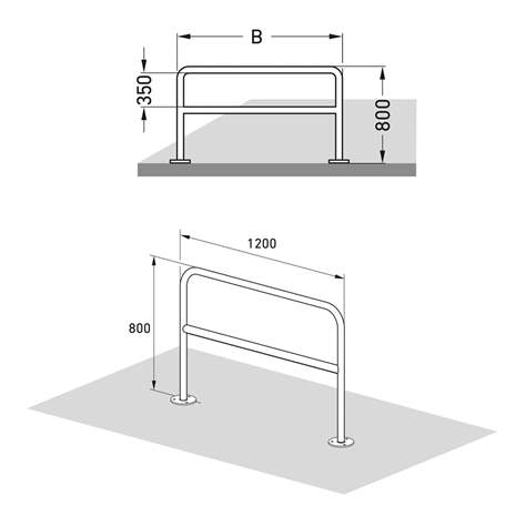 Universeller Absperrbügel mit Knierohr 800 x 1200 mm, mit Bodenplatte zum Aufdübeln - WSM - Walter Solbach Metallbau GmbH - Bild6