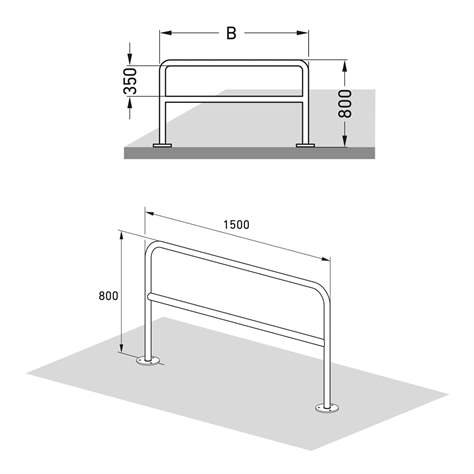 Universeller Absperrbügel mit Knierohr 800 x 1500 mm, mit Bodenplatte zum Aufdübeln - WSM - Walter Solbach Metallbau GmbH - Bild6