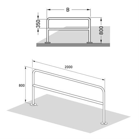 Universeller Absperrbügel mit Knierohr 800 x 2000 mm, mit Bodenplatte zum Aufdübeln - WSM - Walter Solbach Metallbau GmbH - Bild6