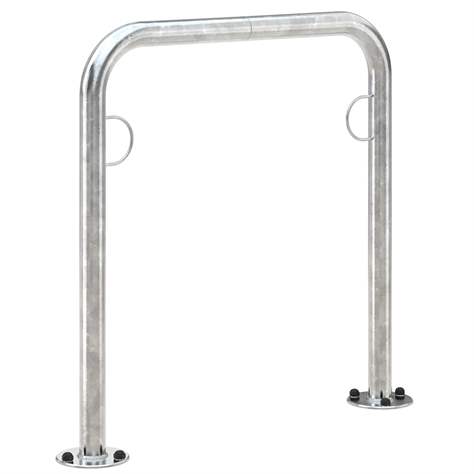 Anlehn- und Absperrbügel mit Stahlösen, 800 x 750 mm, mit Fußplatten - WSM - Walter Solbach Metallbau GmbH