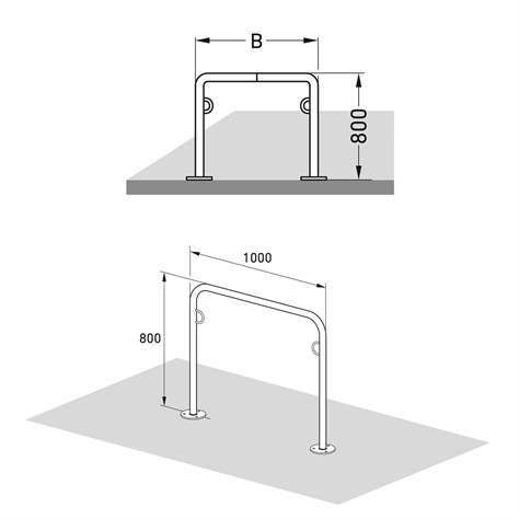 Anlehn- und Absperrbügel mit Stahlösen, 800 x 1000 mm, mit Fußplatten - WSM - Walter Solbach Metallbau GmbH - Bild5