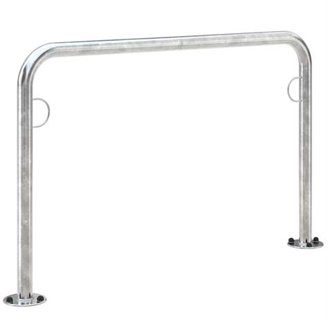 Anlehn- und Absperrbügel mit Stahlösen, 800 x 1250 mm, mit Fußplatten - WSM - Walter Solbach Metallbau GmbH