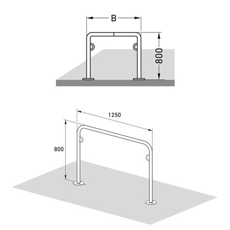 Anlehn- und Absperrbügel mit Stahlösen, 800 x 1250 mm, mit Fußplatten - WSM - Walter Solbach Metallbau GmbH - Bild5