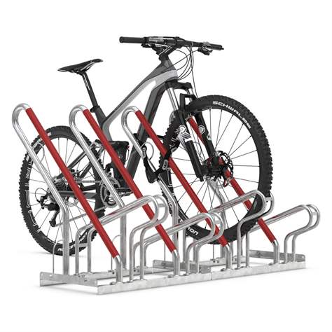 Platzsparender Fahrradständer, Bügelparker mit Anlehnbügeln, einseitig, 4 Stellplätze - WSM - Walter Solbach Metallbau GmbH - Bild2