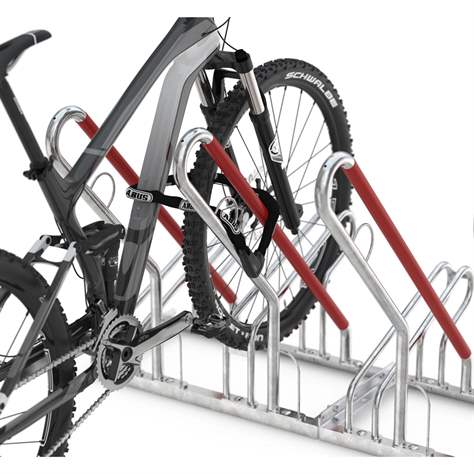 Platzsparender Fahrradständer, Bügelparker mit Anlehnbügeln, einseitig, 4 Stellplätze - WSM - Walter Solbach Metallbau GmbH - Bild3