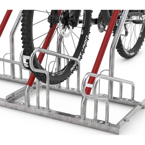 Platzsparender Fahrradständer, Bügelparker mit Anlehnbügeln, einseitig, 4 Stellplätze - WSM - Walter Solbach Metallbau GmbH - Bild4