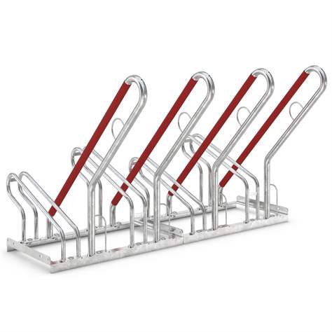 Platzsparender Fahrradständer, Bügelparker mit Anlehnbügeln, einseitig, 4 Stellplätze - WSM - Walter Solbach Metallbau GmbH