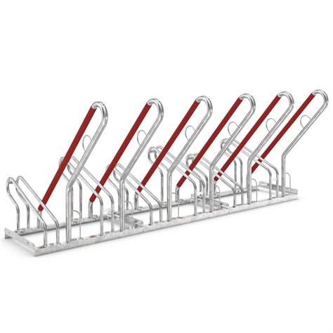 Platzsparender Fahrradständer, Bügelparker mit Anlehnbügeln, einseitig, 6 Stellplätze - WSM - Walter Solbach Metallbau GmbH