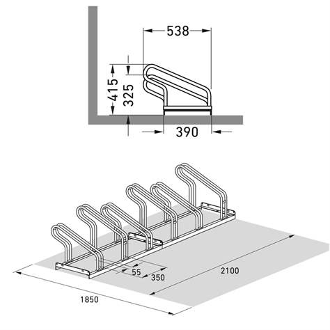 Fahrradständer - Bügelparker, platzsparend, einseitig, 6 Stellplätze - WSM - Walter Solbach Metallbau GmbH - Bild6