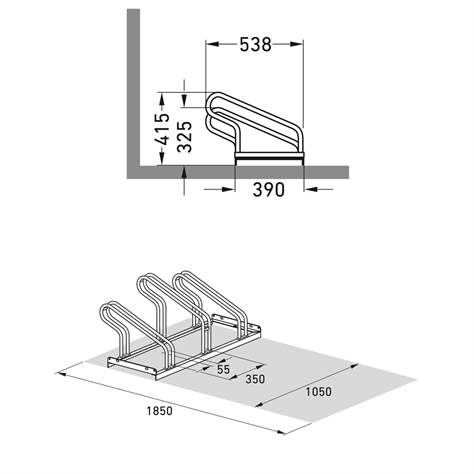 Úsporný stojan pro jízdní kola, jednostranný, 3 místa - WSM - Walter Solbach Metallbau GmbH - obrázek6