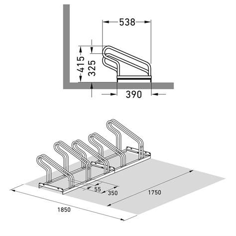 Úsporný stojan pro jízdní kola, jednostranný, 5 míst - WSM - Walter Solbach Metallbau GmbH - obrázek6