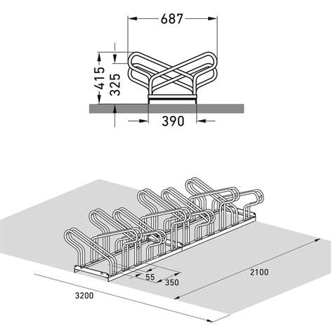 Úsporný stojan pro jízdní kola, dvoustranný, 12 míst - WSM - Walter Solbach Metallbau GmbH - obrázek6
