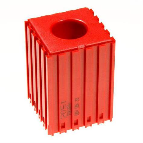 Kunststoff-Box für Werkzeugaufnahme des Typs HSK 32, Modul 5x5, Farbe rot.