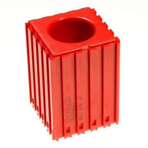 Kunststoff-Box für Werkzeugaufnahme des Typs HSK 40, Modul 5x5, Farbe rot.