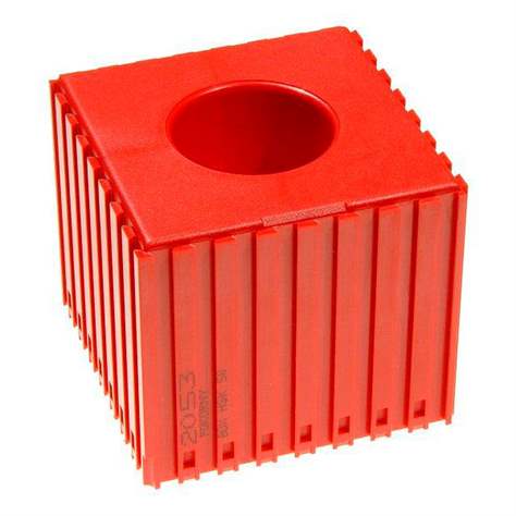 Kunststoff-Box für Werkzeugaufnahme des Typs HSK 50, Modul 8x8, Farbe rot.