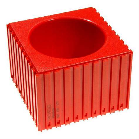 Kunststoff-Box für Werkzeugaufnahme des Typs HSK 100, Modul 10x10, Farbe rot.