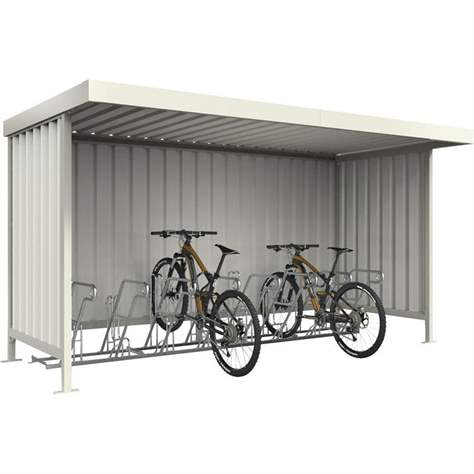 scoperitoare pentru biciclete L14, 4300 x 2200 mm, 8 locuri de parkare, spate, pereți laterali și jgheab - WSM - Walter Solbach Metallbau GmbH