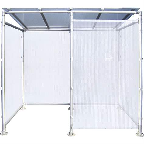 Überdachung - Raucherunterstand, H x B x T: 2050 x 2526 x1861 mm, Rohrkonstruktion mit Polycarbonat-Platten.