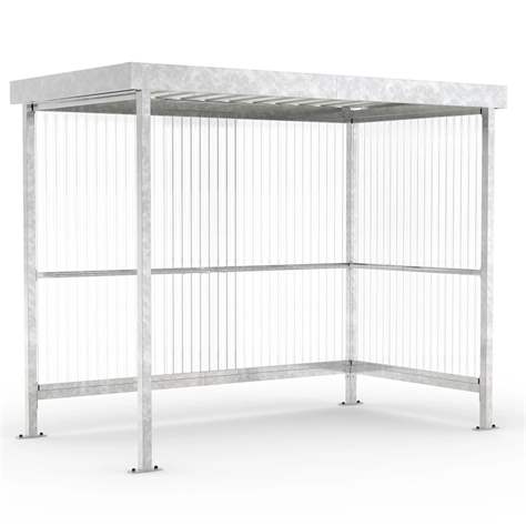 Raucherunterstand, Rück- und eine Seitenwand aus gewelltem PVC, Dach aus Trapezblech, H x B x T: 2360x2960x1580 mm - WSM - Walter Solbach Metallbau GmbH