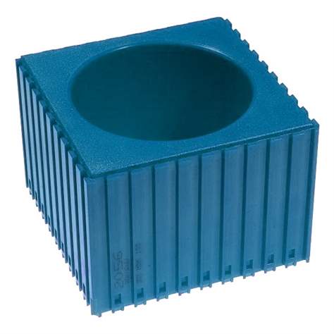Kunststoff-Box für Werkzeugaufnahme des Typs HSK 100, Modul 10x10, Farbe blau.