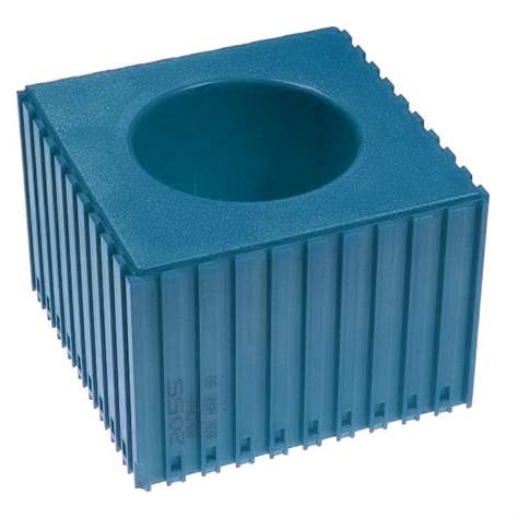 Kunststoff-Box für Werkzeugaufnahme des Typs HSK 80, Modul 10x10, Farbe blau.