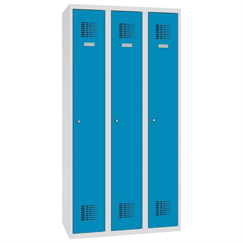 Dulap metalic pentru vestiar, sudat, WEMO, 3 x 300 mm, uși albastre RAL5012, fără picioare, închidere 3 puncte, zăvor rotativ pentru lacăt - Malow - imagine6