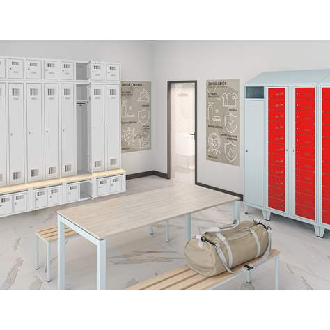 Aufbauteil mit 3 Aufbewahrungsboxen, Breite 1200 mm, Türfarbe Lichtblau RAL5012 - Malow - Bild2